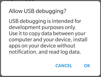 permitir la depuración USB