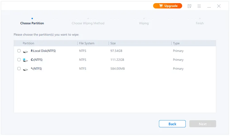 choose a partition on the pc