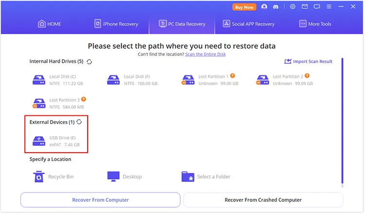 choose an external drive