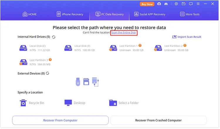 scan entire disk