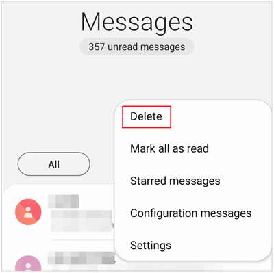 manually delete android messages