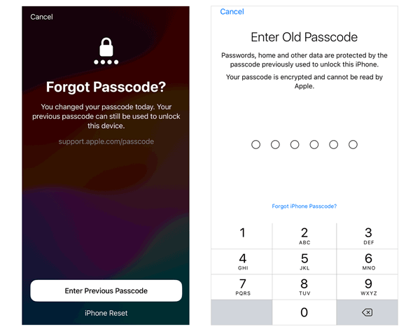 reset passcode on iphone