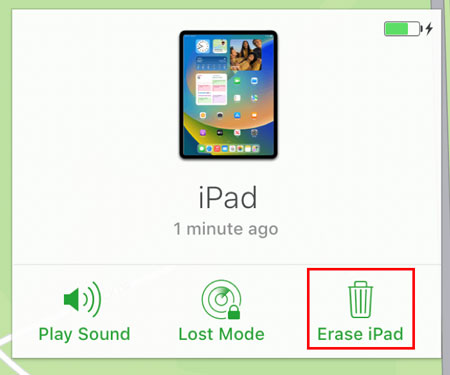 erase ipad with icloud find my