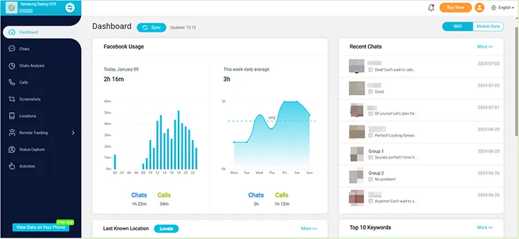 start to monitor the facebook account