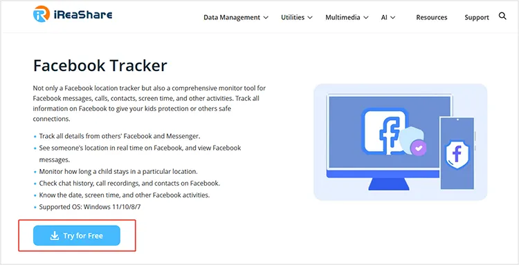 visit the page of tacebook tracker