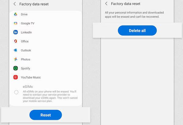 restablecer el teléfono Android de fábrica con la configuración