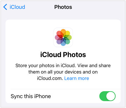 sincronizar fotos com o iCloud