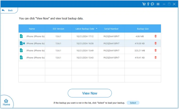 choose a backup file