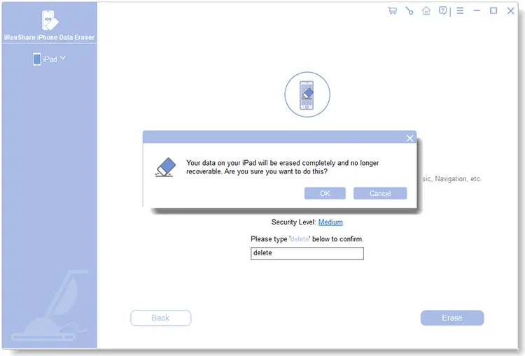 confirm the ios data erasure