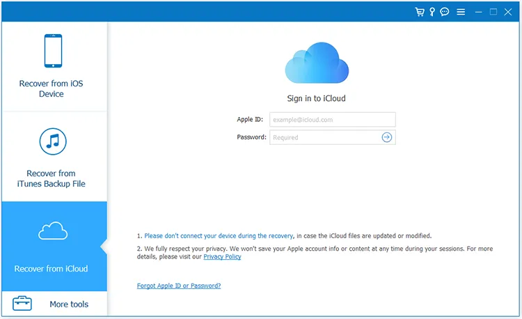 sign in to your icloud account