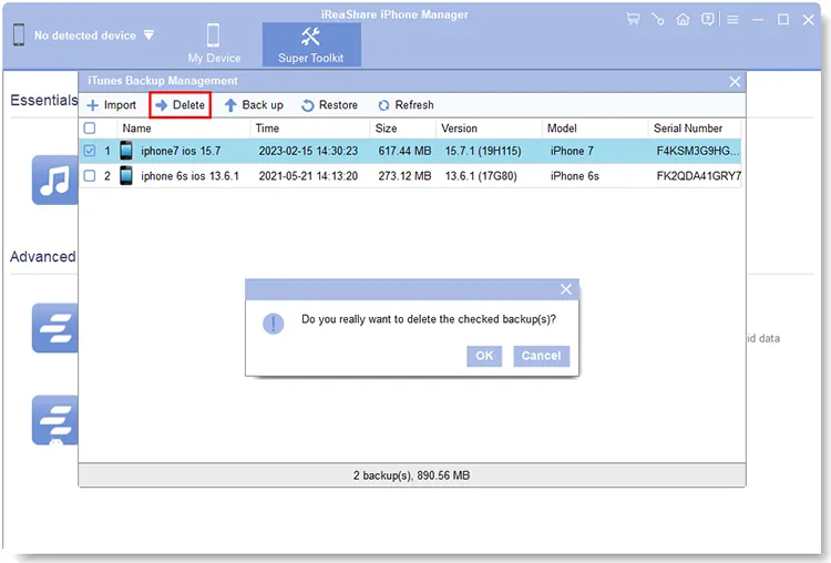 eliminare i file di backup