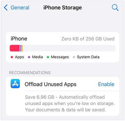 check iphone storage