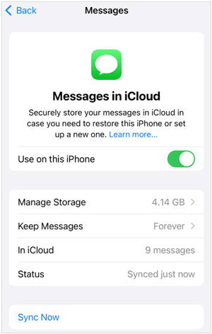 salvare messaggi di testo su iphone con icloud