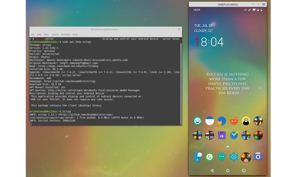 scrcpy経由でAndroidをPCにキャストする