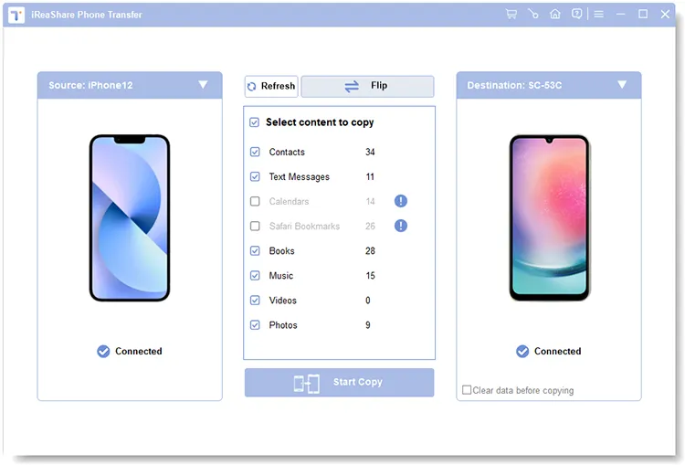 copy data from ios to android