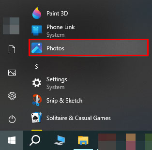 open the photos app on pc