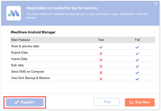 click the register icon