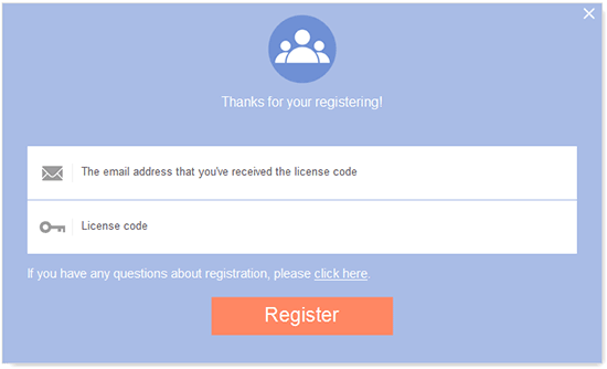 enter email and license code