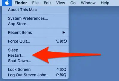 restart the mac computer
