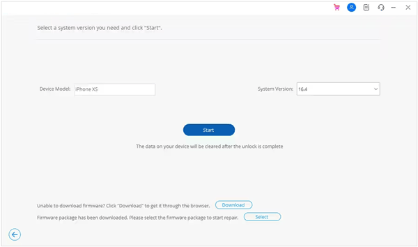 seleziona il modello del dispositivo