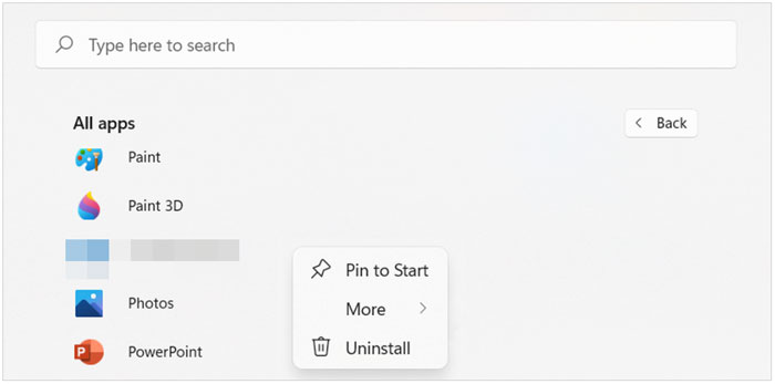 Entfernen Sie eine App über das Startmenü vom Windows 11-PC