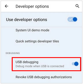 enable usb debugging on android