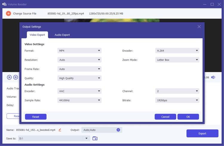 adjust output settings